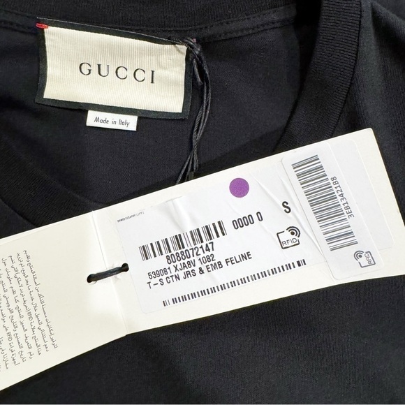 Gucci | Oversized Feline Print T-shirt Top Embroidered Beaded Size Small - Picture 7 of 11